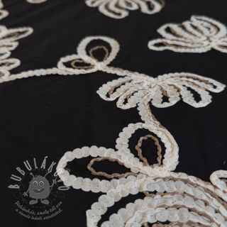 Bavlněná látka EMBROIDERY Loom En Light black