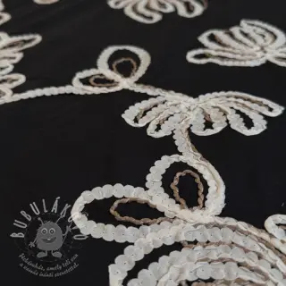 Bavlněná látka EMBROIDERY Loom En Light black