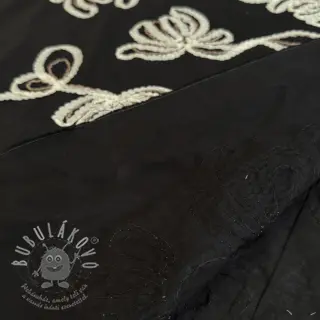 Bavlněná látka EMBROIDERY Loom En Light black