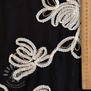 Bavlněná látka EMBROIDERY Loom En Light black