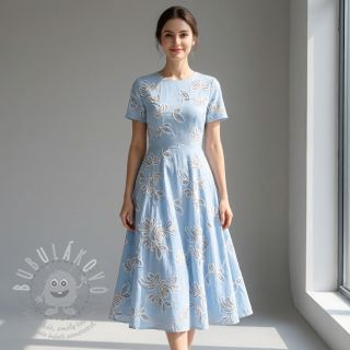 Bavlněná látka EMBROIDERY Loom En Light baby blue