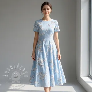 Bavlněná látka EMBROIDERY Loom En Light baby blue