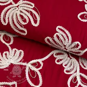 Bavlněná látka EMBROIDERY Loom En Light red