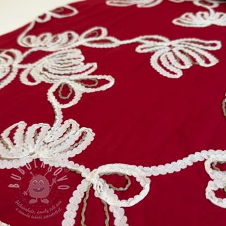 Bavlněná látka EMBROIDERY Loom En Light red