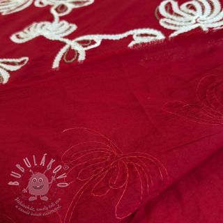Bavlněná látka EMBROIDERY Loom En Light red