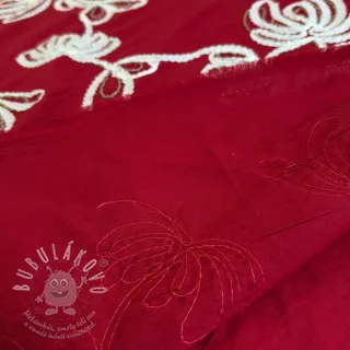 Bavlněná látka EMBROIDERY Loom En Light red