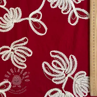 Bavlněná látka EMBROIDERY Loom En Light red