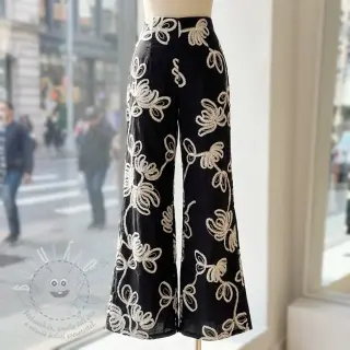 Bavlněná látka EMBROIDERY Loom En Light black