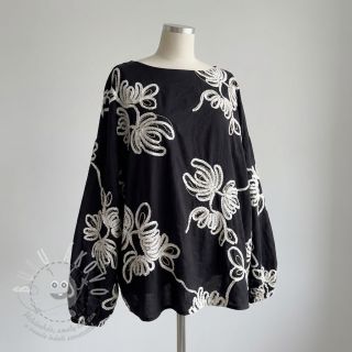 Bavlněná látka EMBROIDERY Loom En Light black