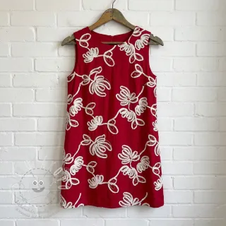 Bavlněná látka EMBROIDERY Loom En Light red