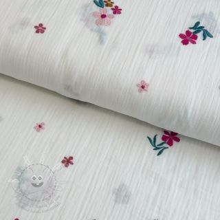 Dvojitá gázovina/mušelín EMBROIDERY Flowers MIA camel