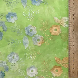 Bavlněná látka TIE DYE EMBROIDERY Poppy design V