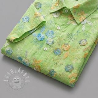 Bavlněná látka TIE DYE EMBROIDERY Poppy design V