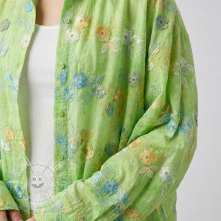 Bavlněná látka TIE DYE EMBROIDERY Poppy design V