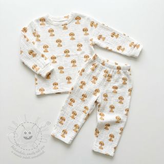 Dvojitá gázovina/mušelín Dogs white digital print