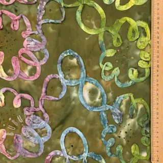 Bavlněná látka TIE DYE EMBROIDERY Elise tape design A