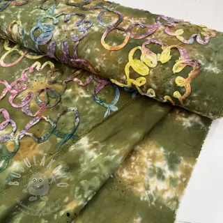 Bavlněná látka TIE DYE EMBROIDERY Elise tape design A