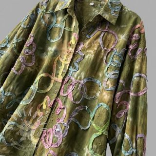 Bavlněná látka TIE DYE EMBROIDERY Elise tape design A