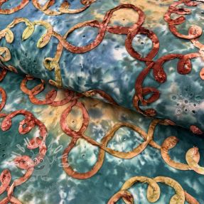 Bavlněná látka TIE DYE EMBROIDERY Elise tape design C