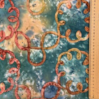 Bavlněná látka TIE DYE EMBROIDERY Elise tape design C