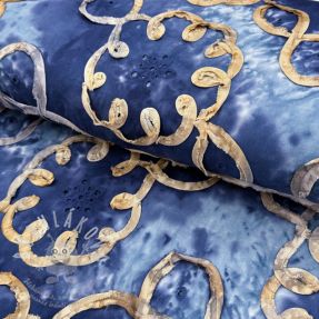 Bavlněná látka TIE DYE EMBROIDERY Elise tape design D