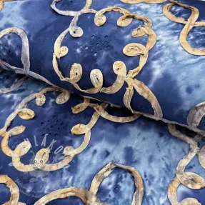 Bavlněná látka TIE DYE EMBROIDERY Elise tape design D
