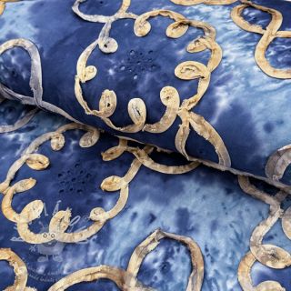 Bavlněná látka TIE DYE EMBROIDERY Elise tape design D