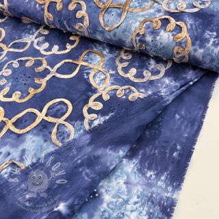 Bavlněná látka TIE DYE EMBROIDERY Elise tape design D