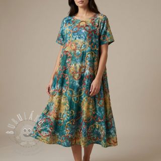 Bavlněná látka TIE DYE EMBROIDERY Elise tape design C