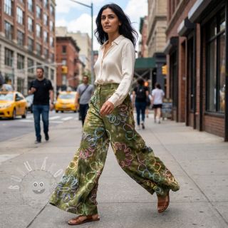 Bavlněná látka TIE DYE EMBROIDERY Elise tape design A