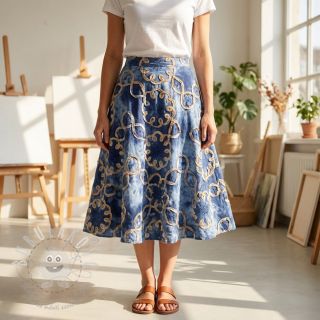 Bavlněná látka TIE DYE EMBROIDERY Elise tape design D