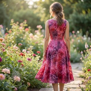 Bavlněná látka TIE DYE EMBROIDERY Elise tape design E