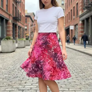 Bavlněná látka TIE DYE EMBROIDERY Elise tape design E