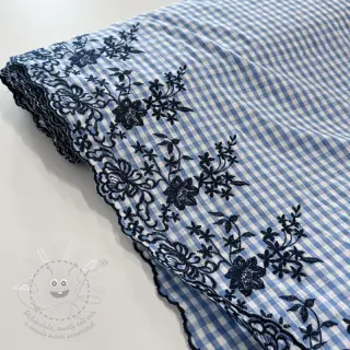 Bavlněná látka CHECKS ONE-SIDE BORDER blue