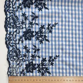 Bavlněná látka CHECKS ONE-SIDE BORDER blue