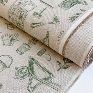 Dekorační látka Linenlook Garden Plant Tool digital print