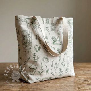 Dekorační látka Linenlook Garden Plant Tool digital print