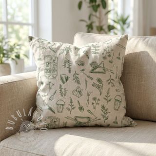 Dekorační látka Linenlook Garden Plant Tool digital print