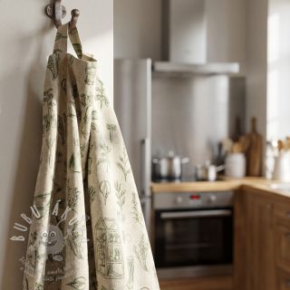 Dekorační látka Linenlook Garden Plant Tool digital print