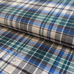 Bavlněná látka YARN DYED CHECK BRUSHED blue