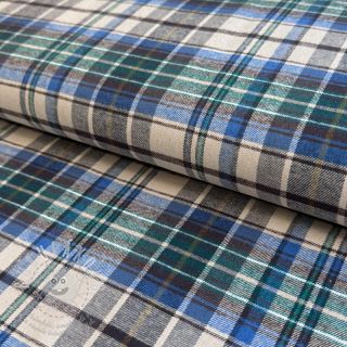 Bavlněná látka YARN DYED CHECK BRUSHED blue