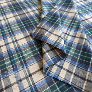 Bavlněná látka YARN DYED CHECK BRUSHED blue