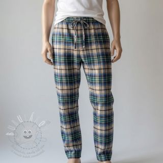 Bavlněná látka YARN DYED CHECK BRUSHED blue