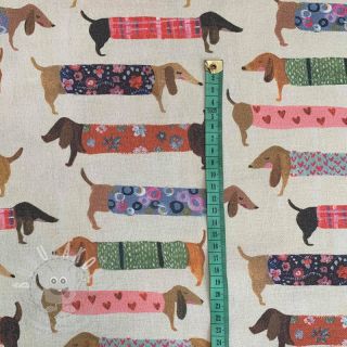 Dekorační látka premium Family Dachshund digital print