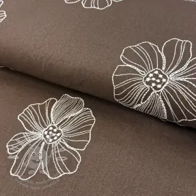 Viskóza se lnem EMBROIDERY Flower Maya brown
