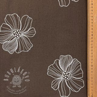 Viskóza se lnem EMBROIDERY Flower Maya brown
