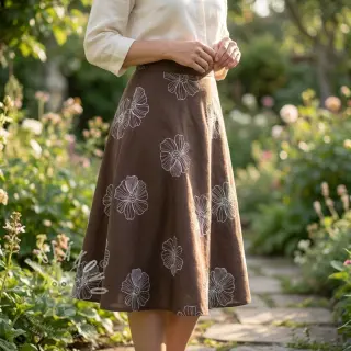 Viskóza se lnem EMBROIDERY Flower Maya brown