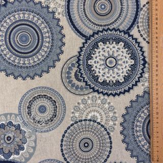 Dekorační látka Linenlook premium Geometric mandala