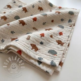 Dvojitá gázovina/mušelín Forest animals ORGANIC SIMPLY NATURAL