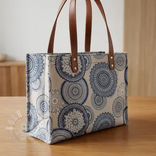 Dekorační látka Linenlook premium Geometric mandala